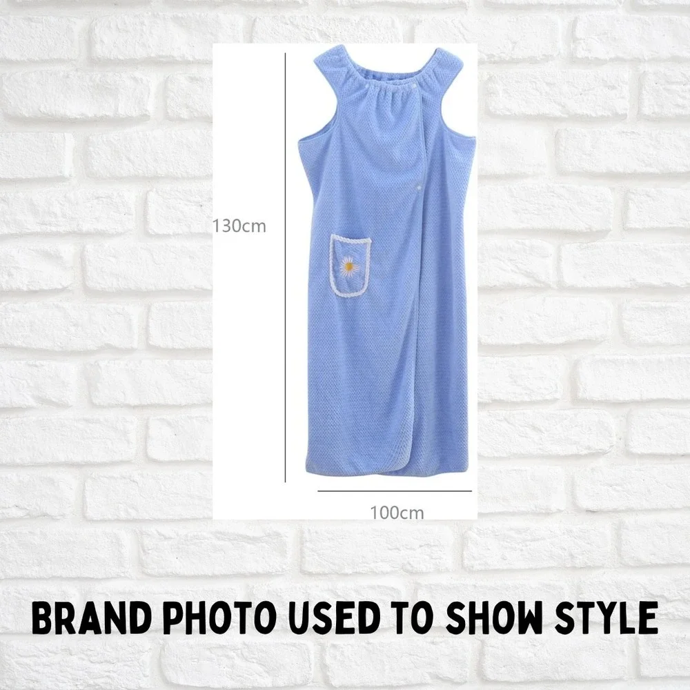 Ultra Soft Blue Wearable Towel Dress – Adult Pool & Bath Robe 130x100cm Daisy